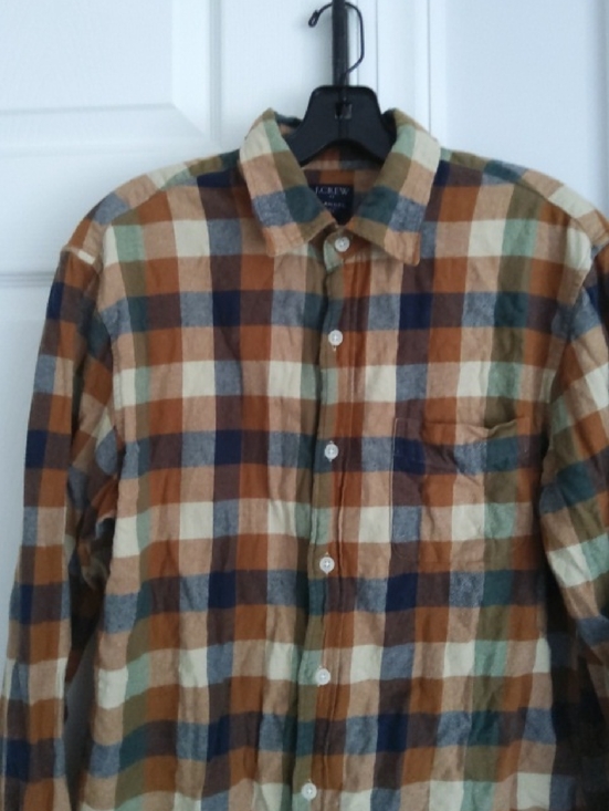 J. Crew Other - J. CREW Flannel Blue, Brown & Cream Plaid Casual Button-Down Shirt